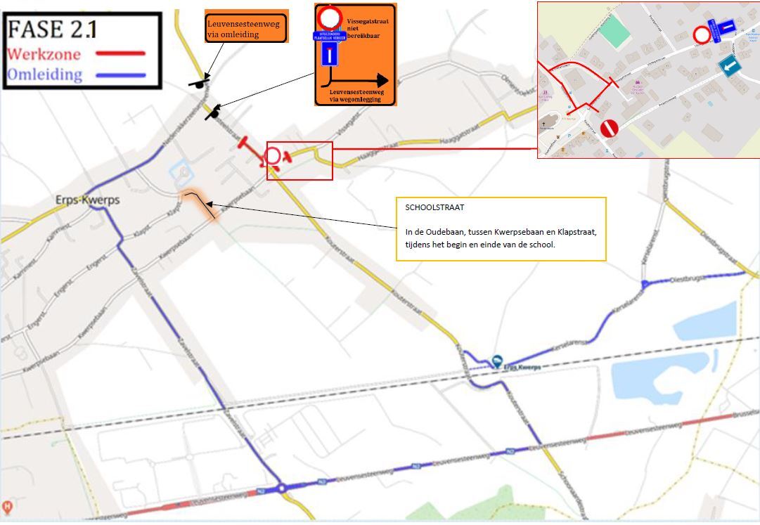 Omleiding fase 2.1 dorpskernvernieuwing Kwerps