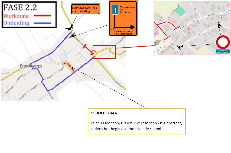 Omleiding fase 2.2 dorpskernvernieuwing Kwerps